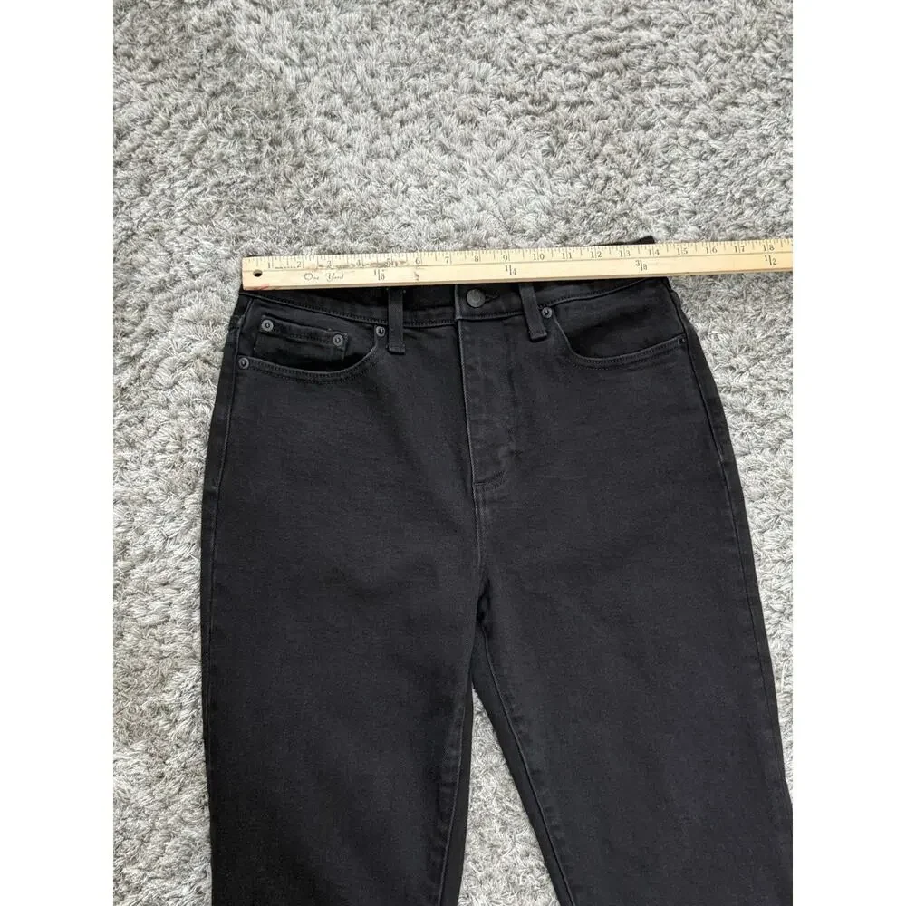 Pistola Black Raw Fringe Hem Crop Bootcut Jeans Womens Size 28 Stretch Denim